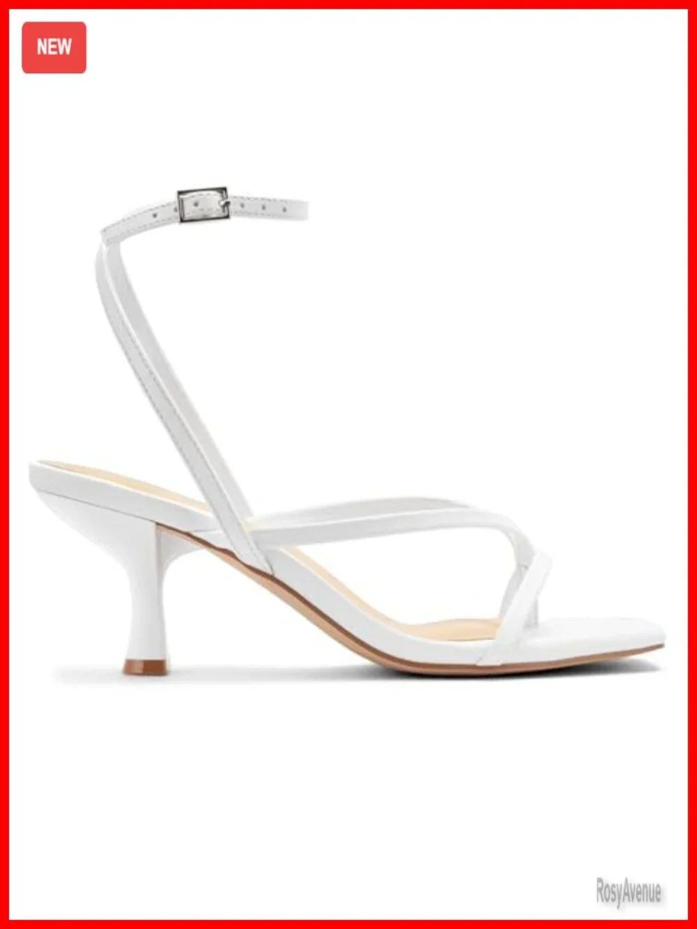 Kitten Heel Strappy Open Square Toe Thong Ankle Strap Heels Wedding